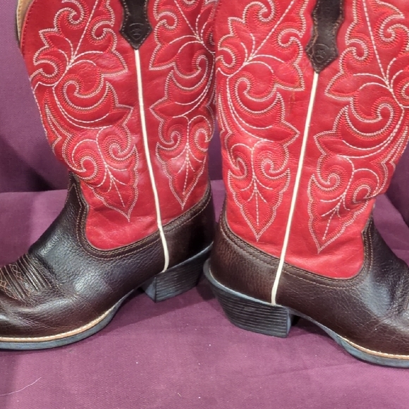 Ariat Red and Brown Heeled Boots - Picture 2 of 10